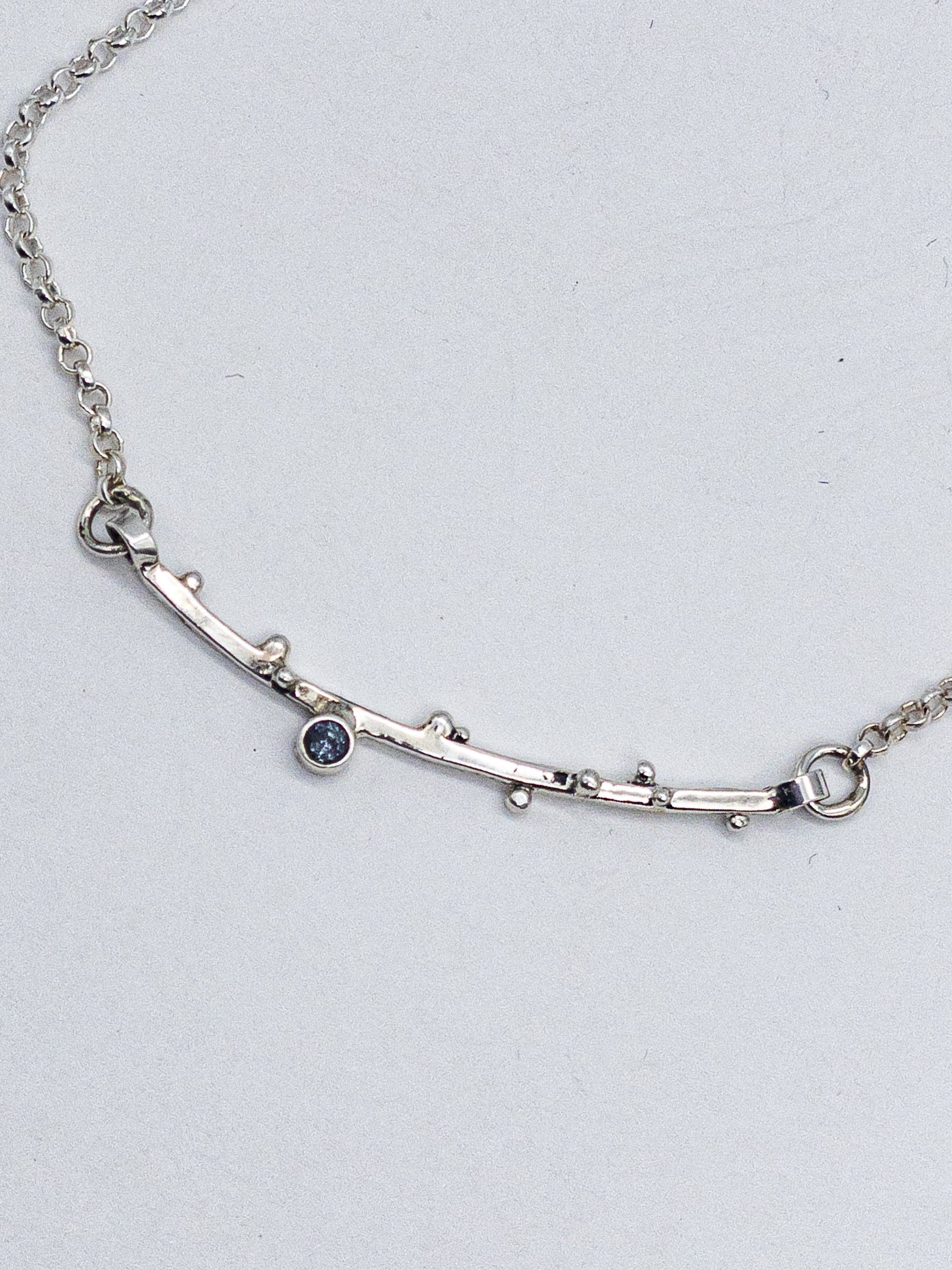 Tanzanite Pebble Bar Sterling Necklace