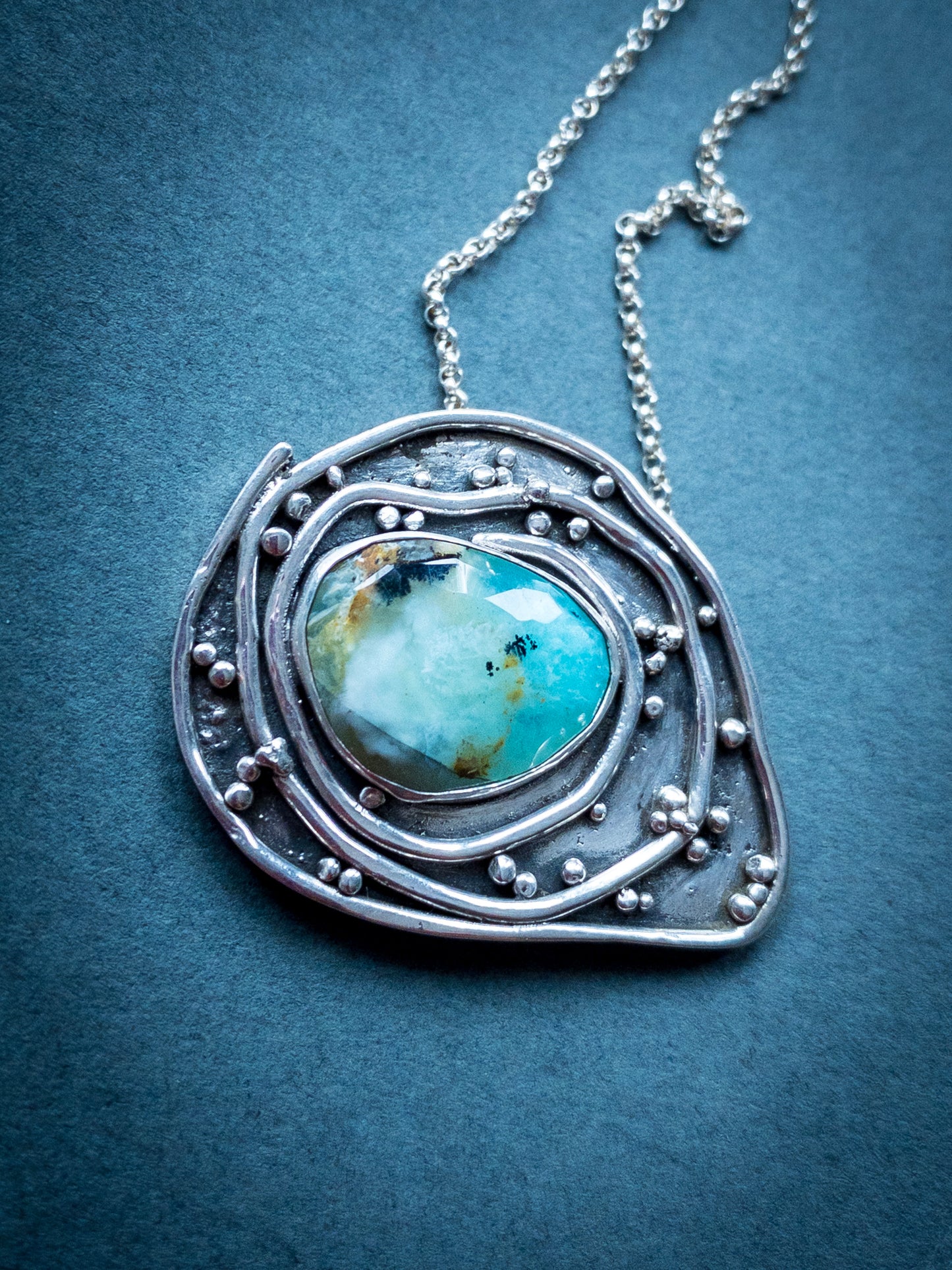 Peruvian Opal Tide Pool Pendant Necklace in Sterling Silver