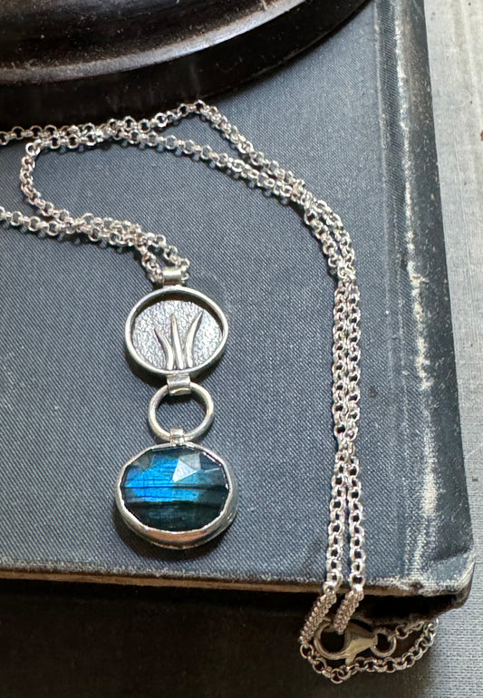 Emergence with Blue Labradorite Recycled Sterling Silver Necklace