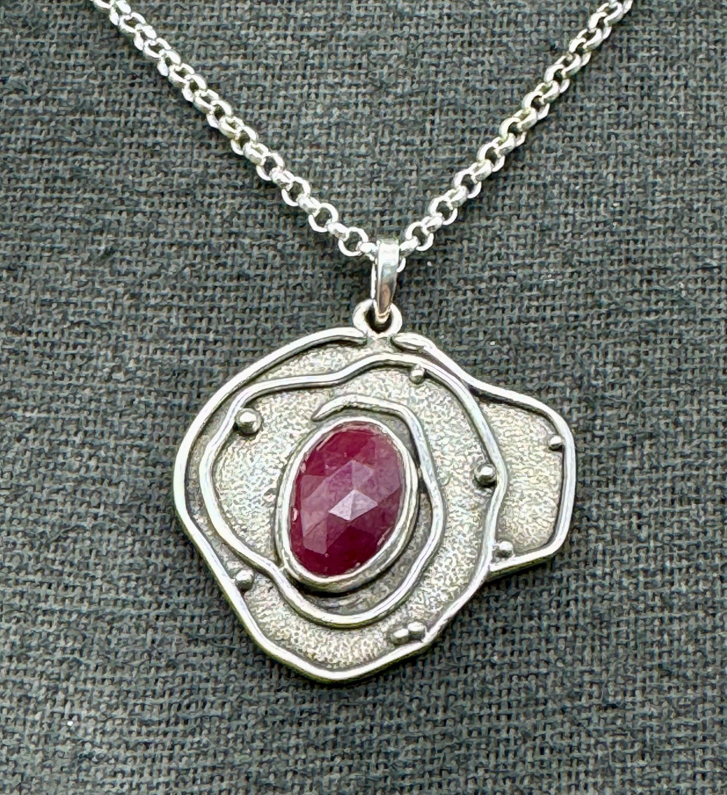 Pink Sapphire Tide Pool Sterling Silver Necklace