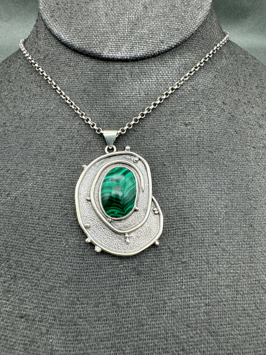 Malachite and Sterling Silver Tide Pool Necklace