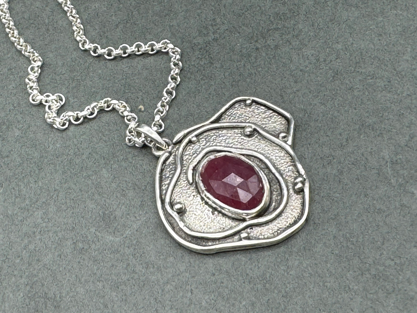 Pink Sapphire Tide Pool Sterling Silver Necklace