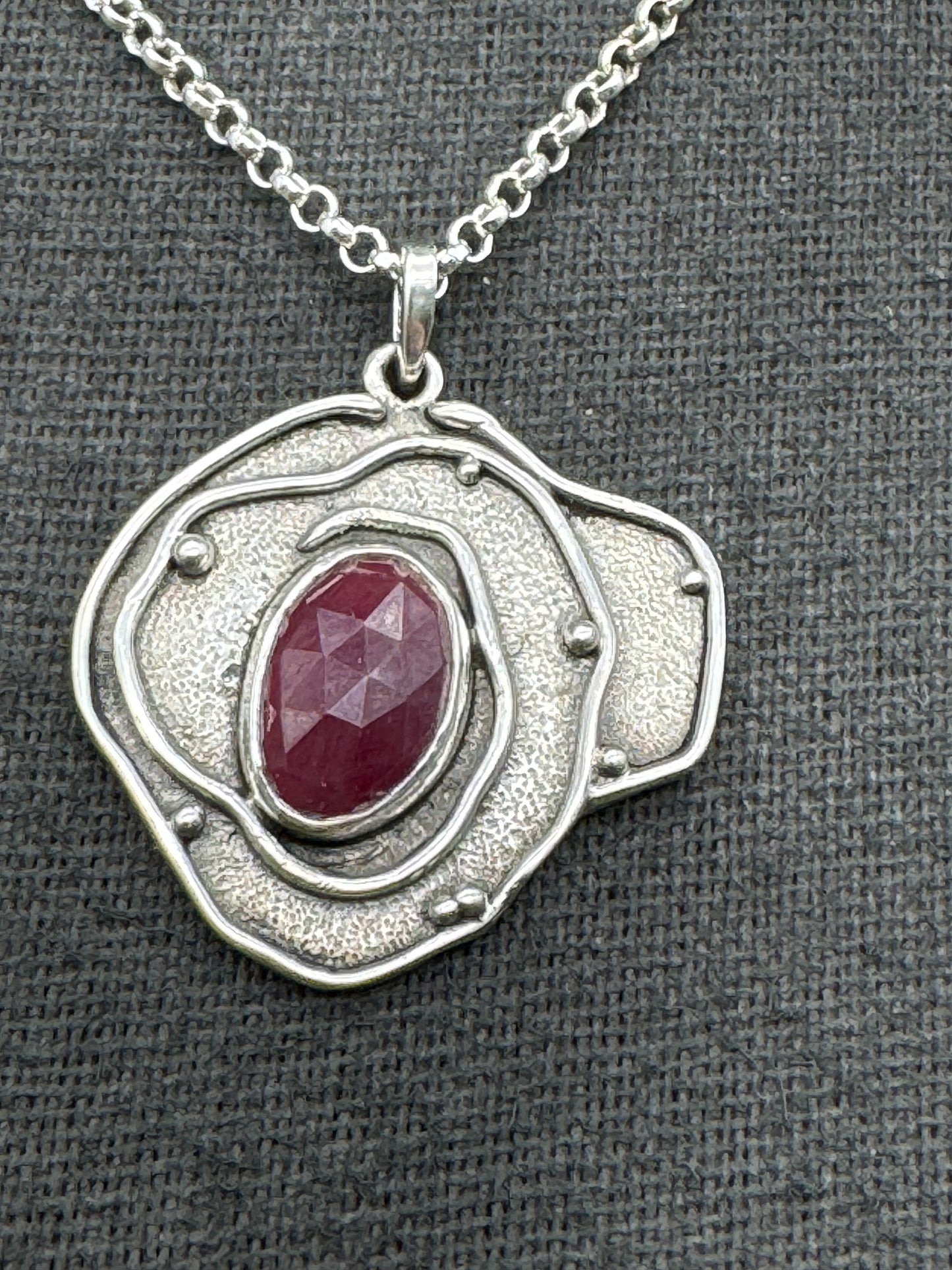 Pink Sapphire Tide Pool Sterling Silver Necklace