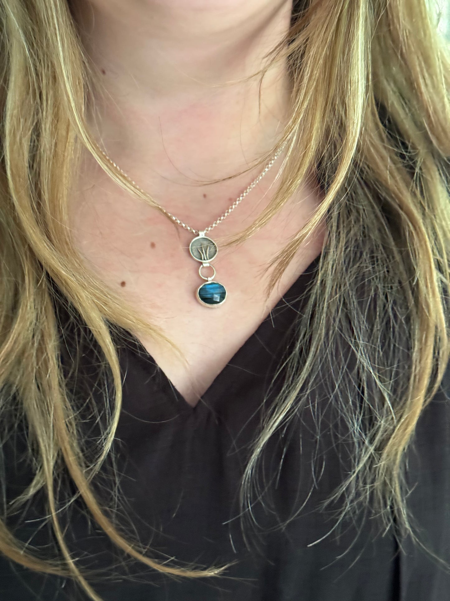 Emergence with Blue Labradorite Recycled Sterling Silver Necklace