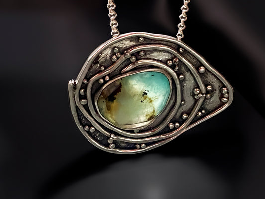 Peruvian Opal Tide Pool Pendant Necklace in Sterling Silver
