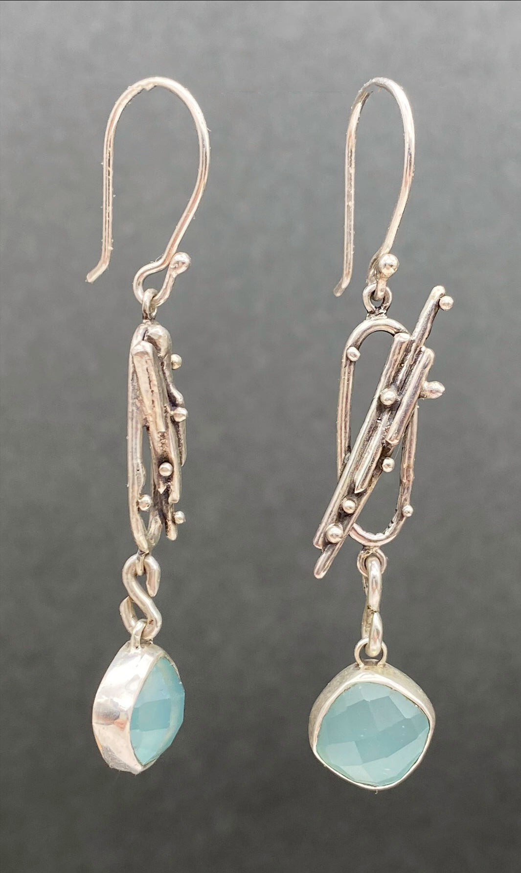 Blue Chalcedony Sterling Silver Drop Earrings