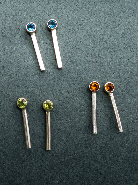Interrobang Gemstone Post Earrings Choose a Gem