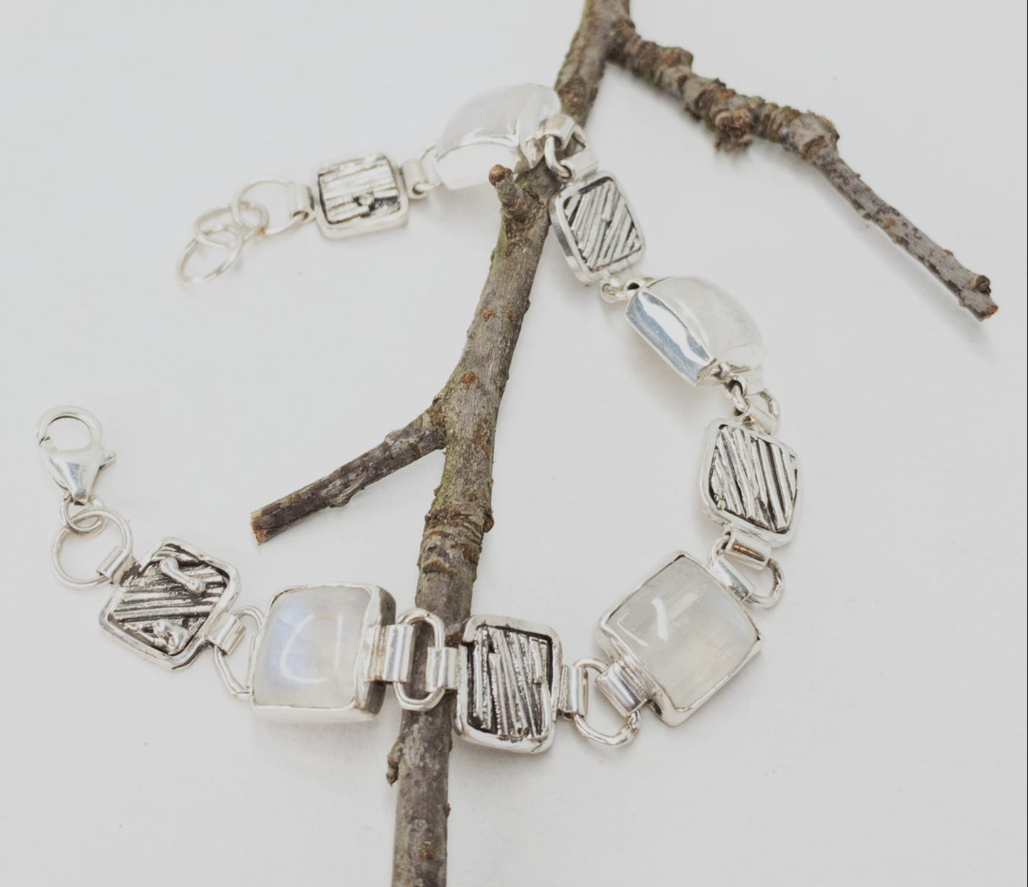 Moonstone Silver Link Bracelet