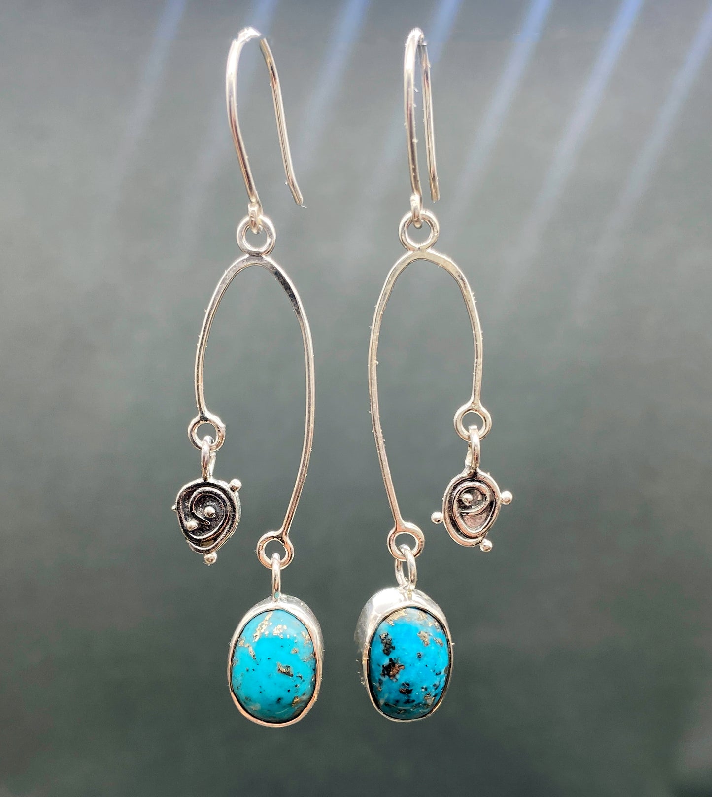 Turquoise Chandelier Tide Pool Drop Earings in Sterling Silver
