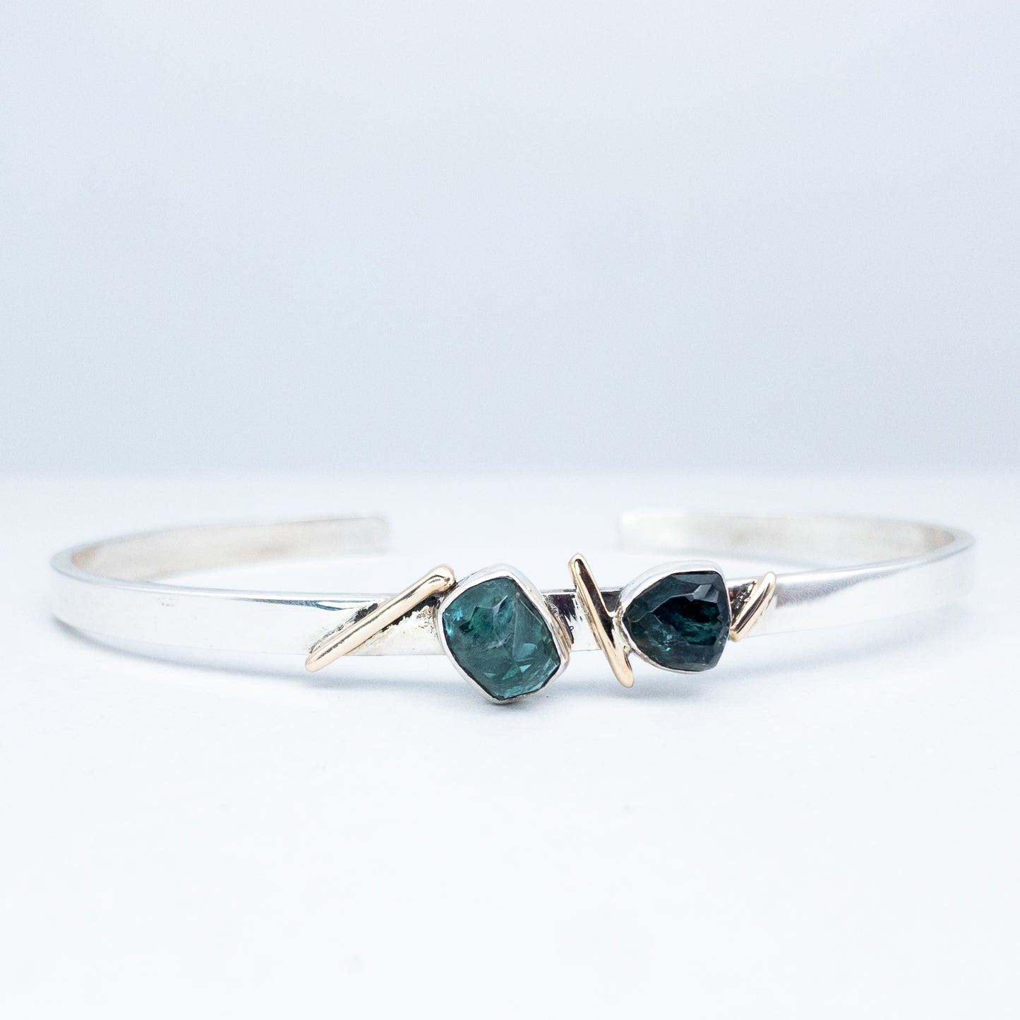 Blue and Green Tourmaline Cuff Bracelet