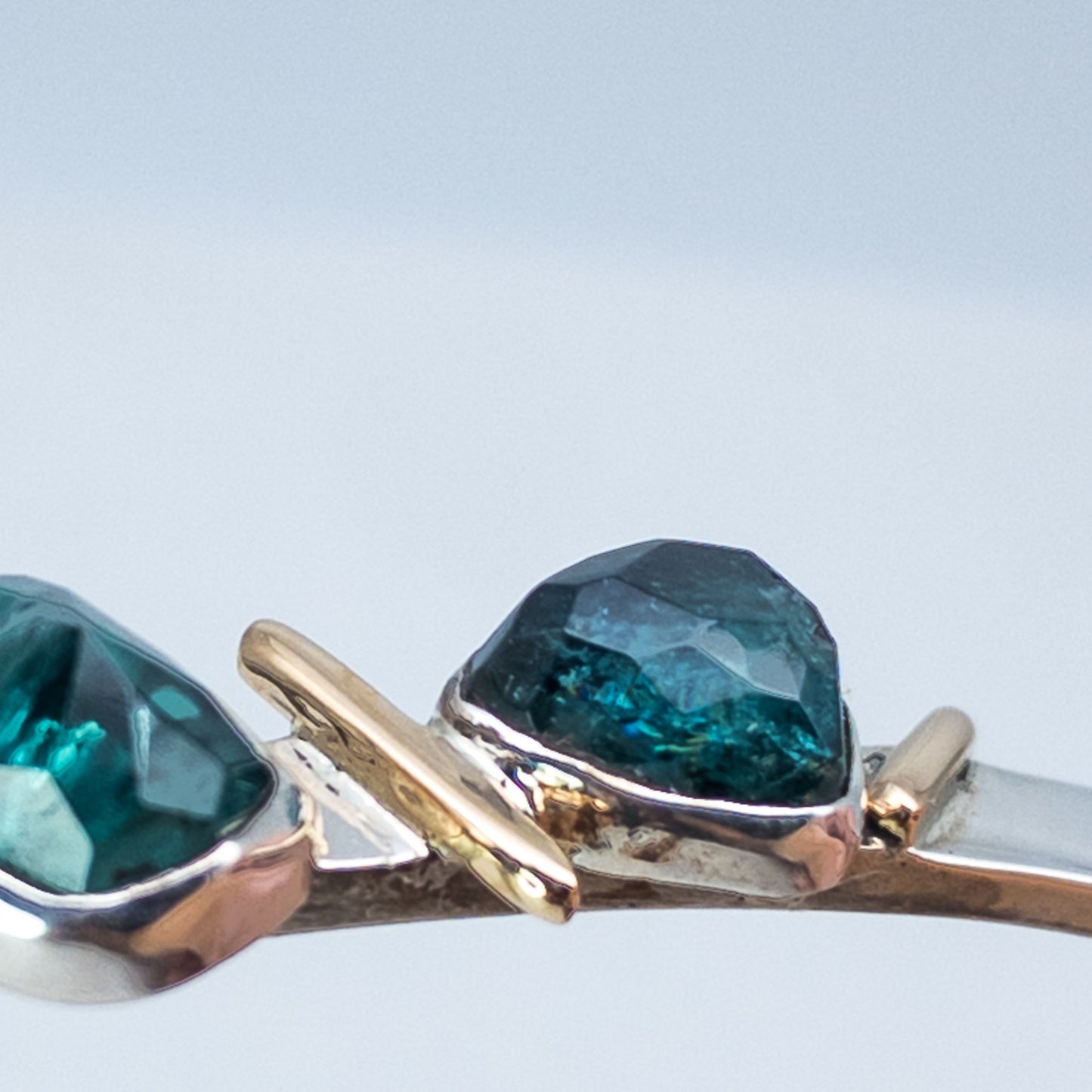 Blue and Green Tourmaline Cuff Bracelet