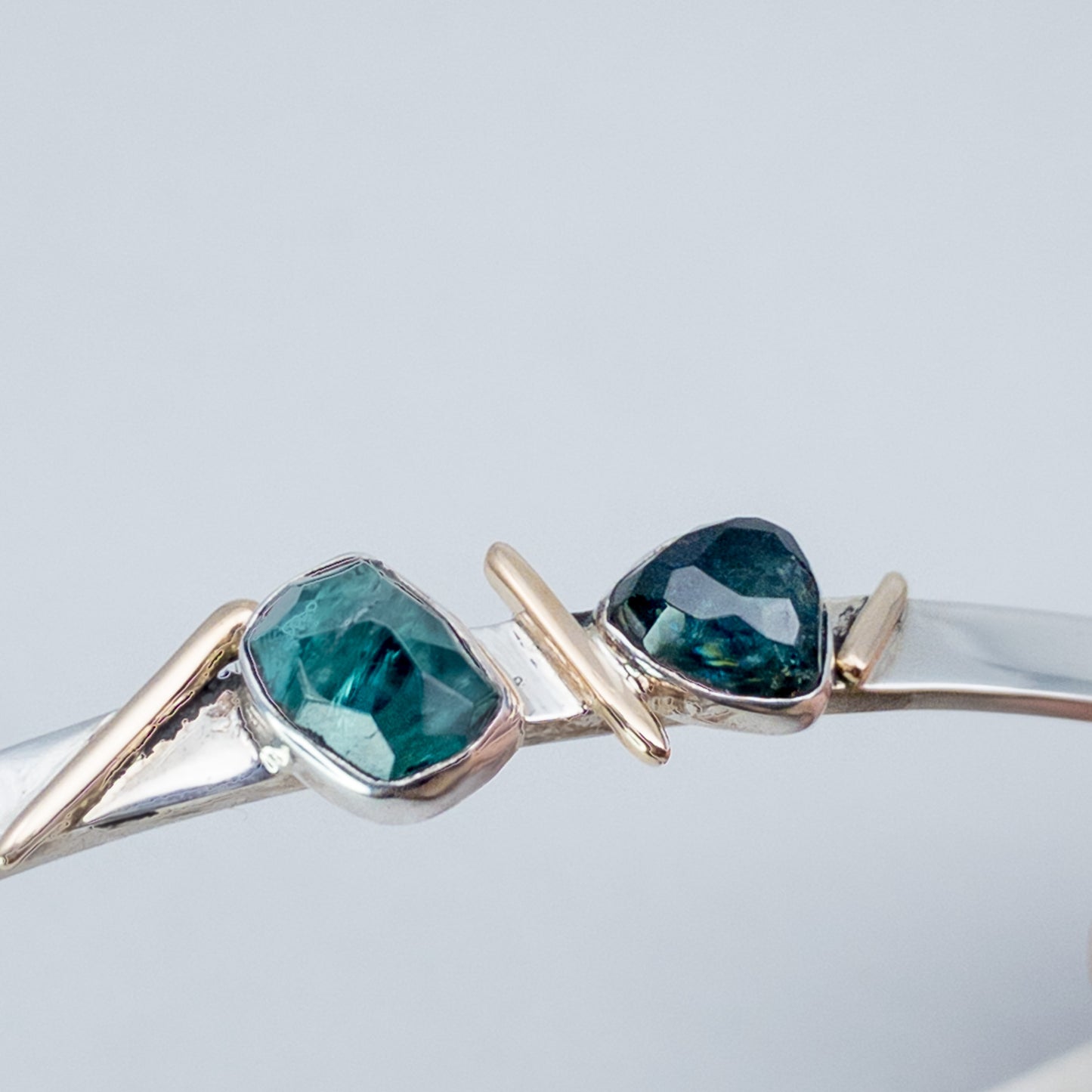 Blue and Green Tourmaline Cuff Bracelet