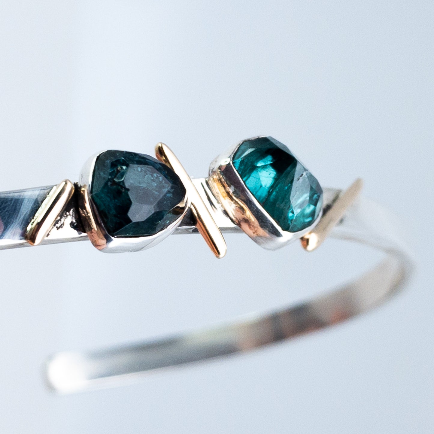 Blue and Green Tourmaline Cuff Bracelet