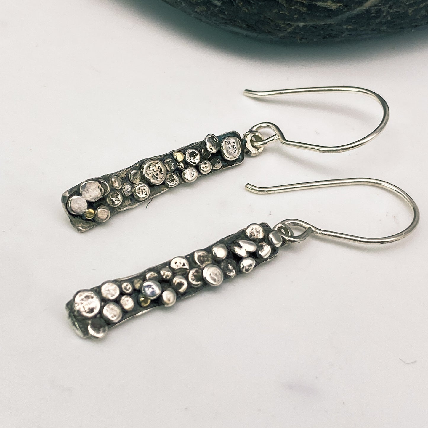 Sterling Silver Pebble Bar Earrings